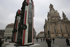 Art or political move? Dozens protest opening of Syrian war monument in Dresden
